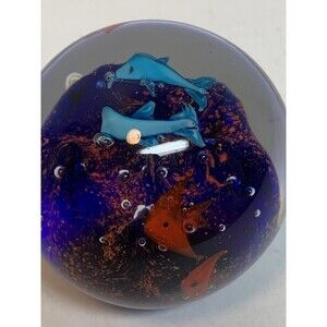 Glass Paperweight Underwater Fish Art Glass Desktop Accessories Office Decor